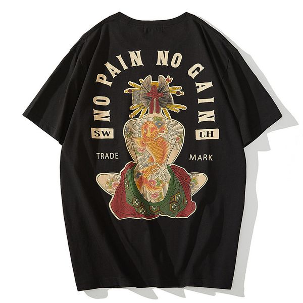 

2021 new has arrived half hip hop tattoo shirt with a short t-shirt wz6i, White