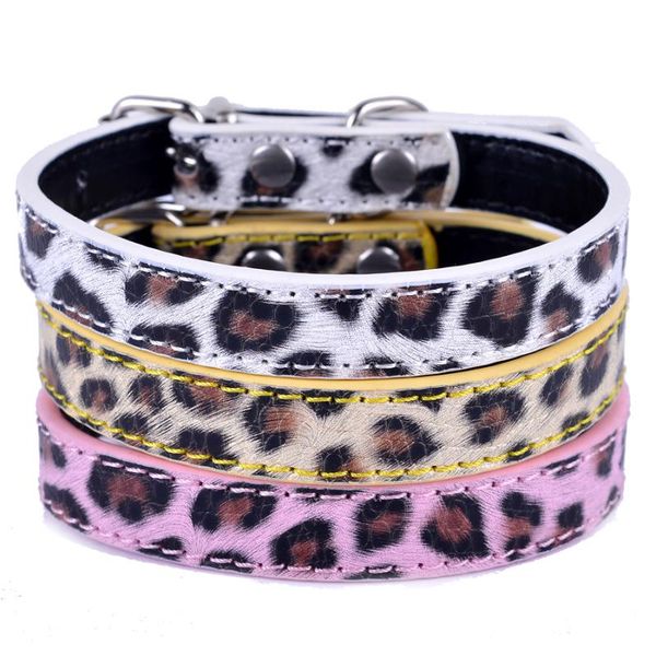 

dog collars & leashes fashion leopard leather collar adjustable 8-11'' pink white gold color puppy pet supplies size s m