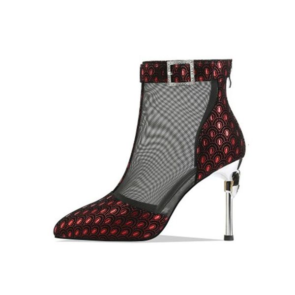 

2021 hollow heels knitted will see women's sandals size 5ose, Black