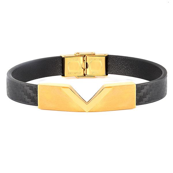 

bangles bracelets titanium steel bracelet stainless simple v-shape, Black