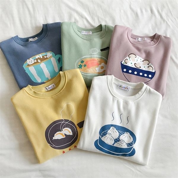 

5 colors autumn winter preppy style women sweatshirts long sleeve cartoon print thick sweatshirt womens pullovers ( f3879) 201102, Black