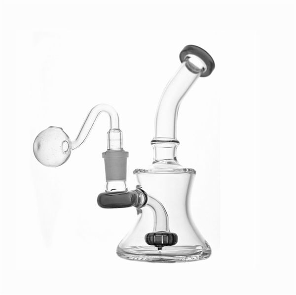 Mini bong in vetro spesso di nuovissimo design, piattaforme petrolifere in vetro con acqua inebriante, tubi di tabacco per erbe secche per fumare narghilè con domenail