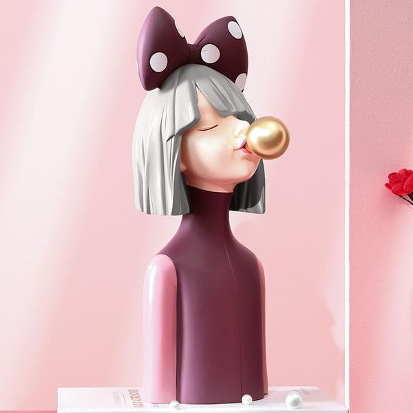 

resin abstract sculpture bow bubble girl statues home decoration accessories modern girl figures lovely statues for decor gifts