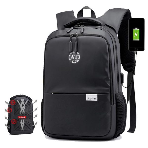 

backpack nylon men lap15.6 inch large capacity usb charging casual bagpack male