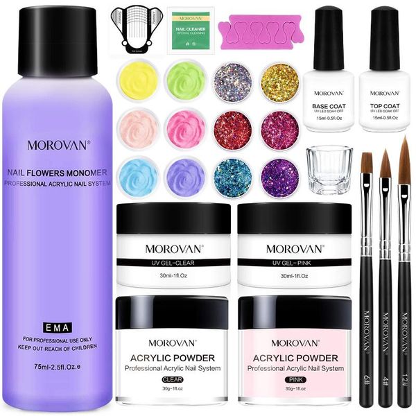 

nail art kits acrylic kit powder and monomer liquid set with brushes base coat for french arts