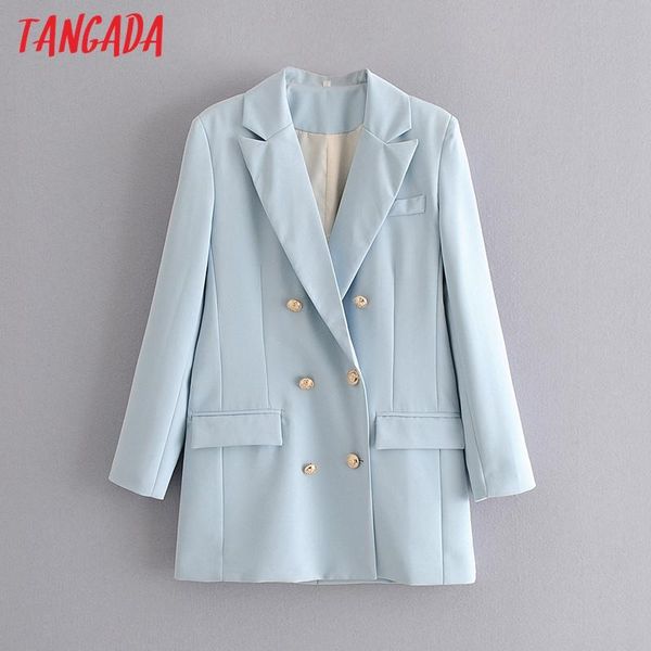 

women's suits & blazers tangada women blue blazer coat vintage notched collar long sleeve 2021 fashion female loose chic da93, White;black