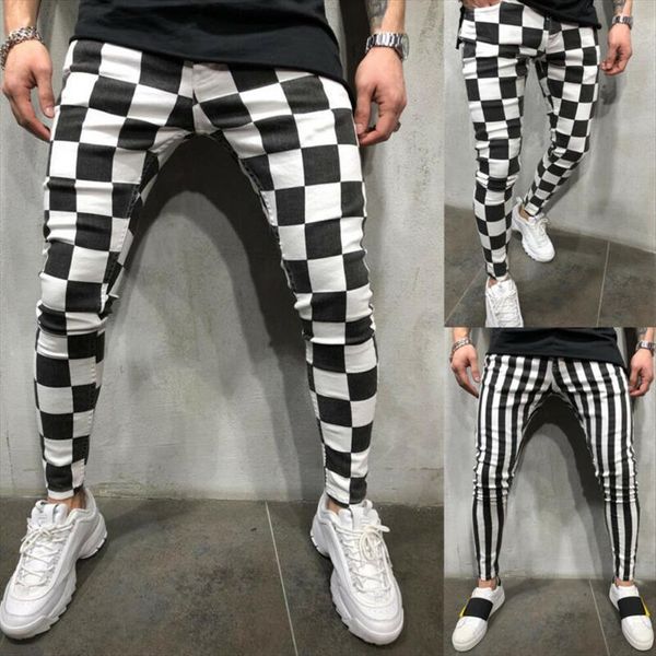 

summer fashion slim comfortable women pants striped plaid black white casual