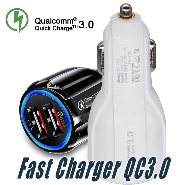 

qc 3.0 fast charge 3.1a quick charge car charger dual usb fast charging phone charger with opp bag