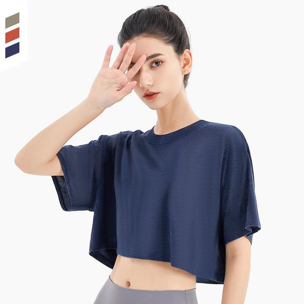 

yoga outfit sports women's running exercise fitness clothes short navel loose and breathable short-sleeved t-shirt