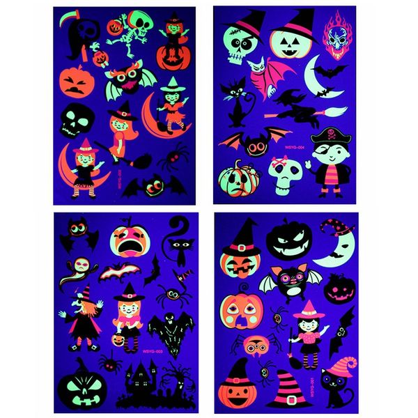 

halloween fluorescent temporary tattoo sticker environmental friendly children pumkin animal cartoon tattoo sticker party decoration hha811