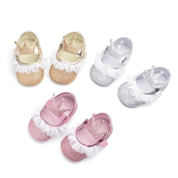 

first walkers baby girl shoes lace pu leather princess crown born moccasins for girls hooler