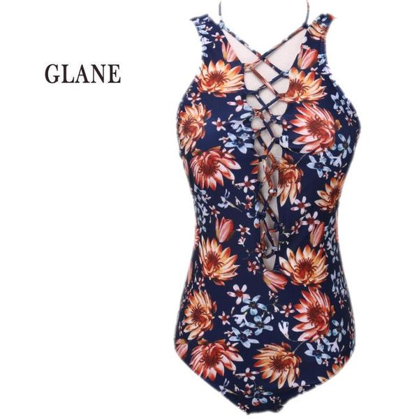 

one-piece suits 2021 uk stock one piece womens swimsuit monokini padded bikini bathing suit print floral hollow out bandage swimwear