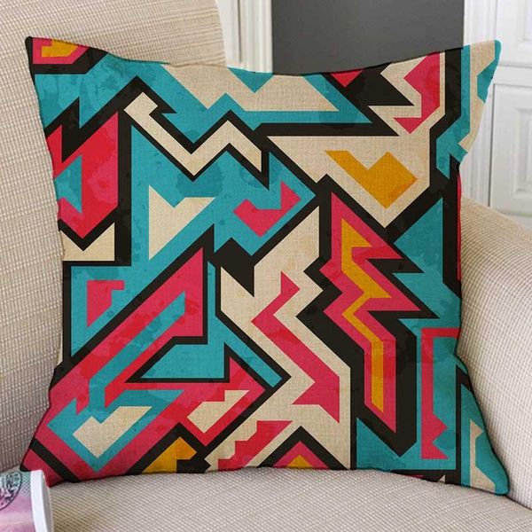 

cushion/decorative pillow modern abstract colorful oil painting fashion geometric graffiti art style sofa throw case cotton linen cushion co