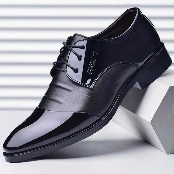 

dress shoes italian fashion men formal leather party office wedding sapato social scarpe uomo eleganti derbi grimen, Black