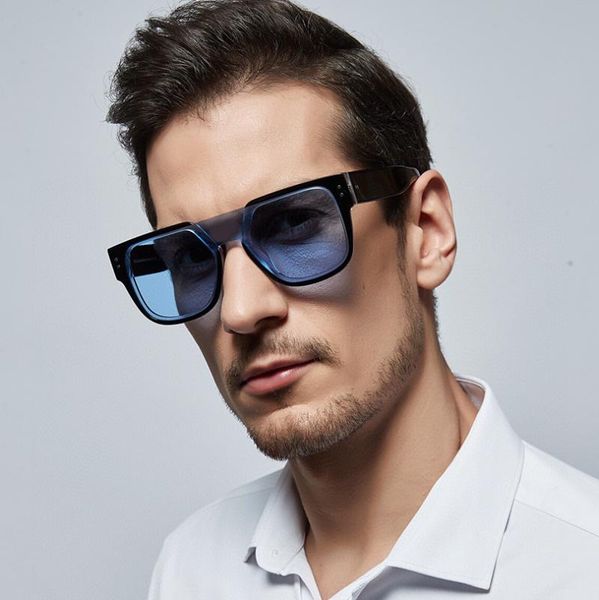 

sunglasses square acetate frame for men grey lens fashion style women, White;black