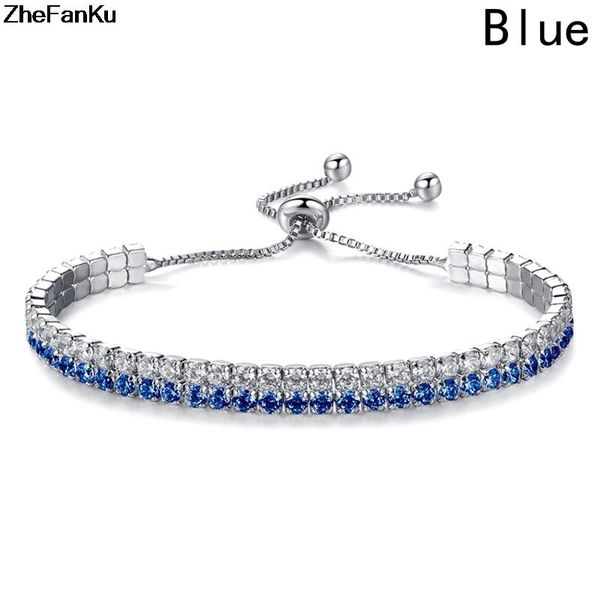 

charm bracelets cubic zircon crystal jewelry double layer link fashion slider adjustable silver for women girl, Golden;silver