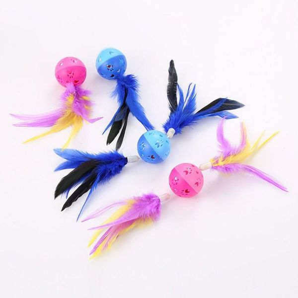 

cat toys funny durable rattan ball with feather and bell for cats dogs playing teasing toy accessories drop
