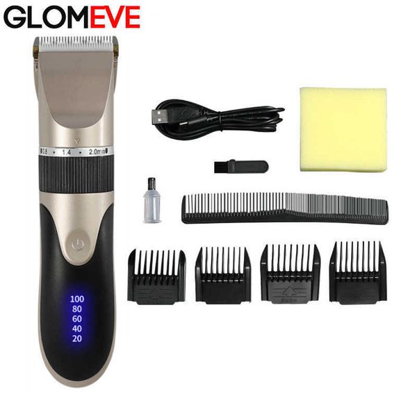 Professional Barber Hair Clipper Digital Recarregável Elétrica De Barbeador De Cabelo De Cabelo De Cabelo De Barba Trimmers De Cabelo Para Homens P0817