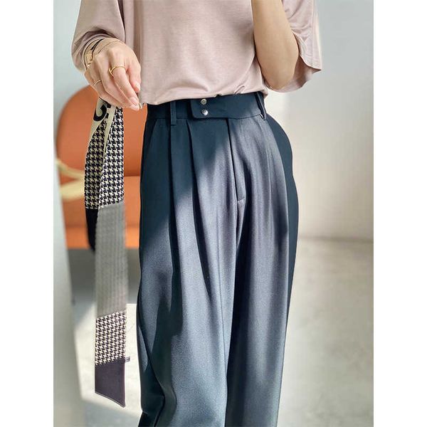 

high-waisted wide-legged pants women spring/summer feel loose thin straight 1751 210607, Black;white
