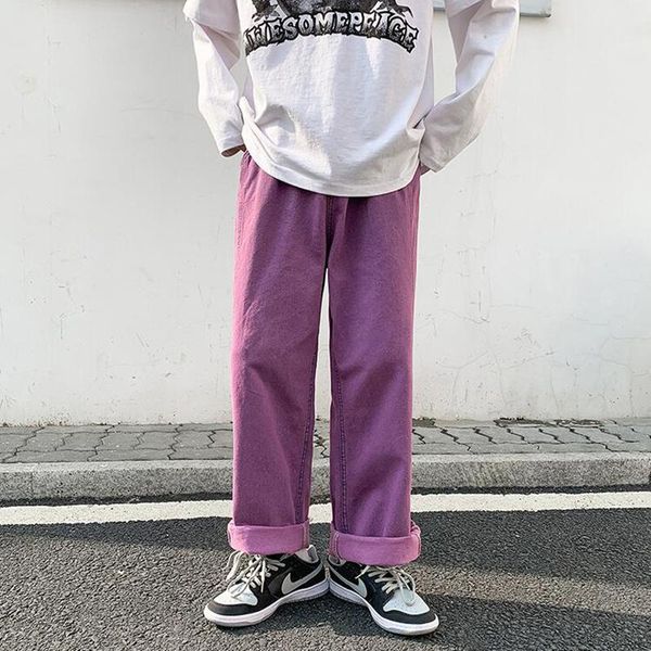

men's jeans spring retro korean fashion brand youth loose casual straight wide leg pants, Blue