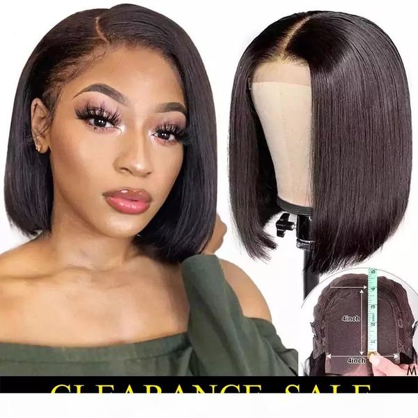 

virgin hair 4x4 lace closure bob wig straight wigs preplucked with baby hair brazilian indian malaysian hair wigs tiffany, Black;brown