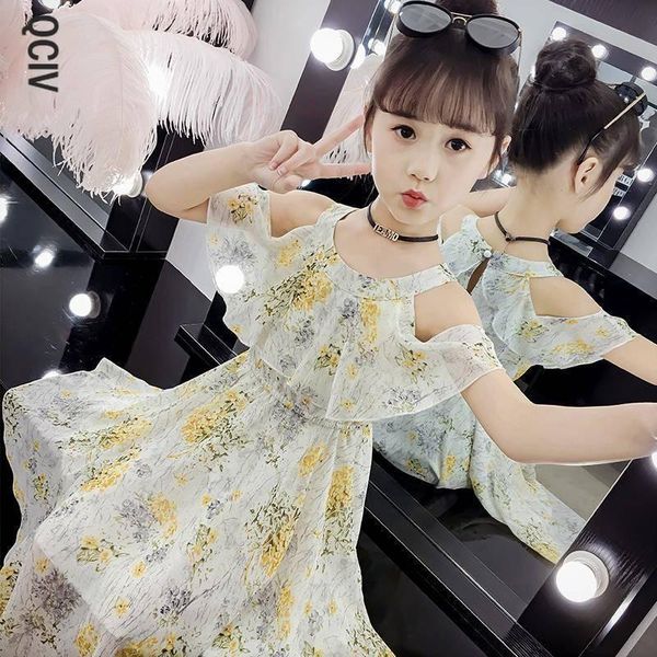 

girl's dresses summer girls dress 12 children's clothing sweet and elegant chiffon fashion 8 years old 7 kids 6 sling, Red;yellow