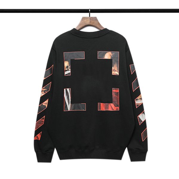 

designer mens hoodie ow fashion women off offs men couples high street sweatshirts gradient arrow striped sweatshirt white casual long sleev, Black