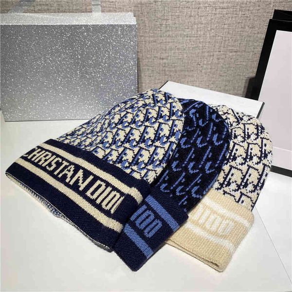 

hat japanese small face warm ear protection wool women's korean version fragrance letter autumn and winter tide versatile knitted hat, Blue;gray
