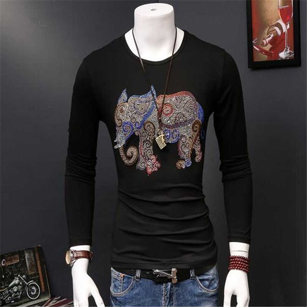 

men's t-shirts male cotton design diamonds t casual shirt long sleeve p90k, White;black