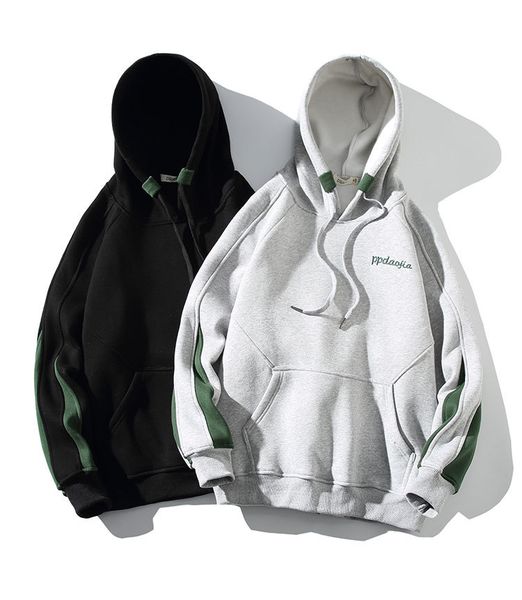 

punk streetwear 2021 autumn casual spring loose gray male hoodie black hip hop long sweater hoodies clothes 5rss
