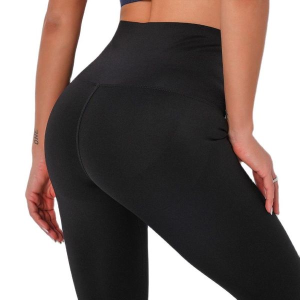

women's leggings ultra-high-waisted belly fitness pants women's outer wear shaping yoga tight-fitting stretch running sports trouse, Black