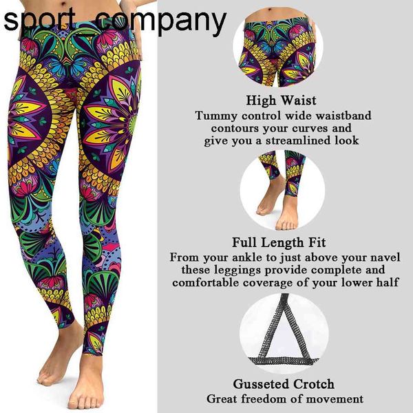 

multicolored flowers workout leggings four-way stretchy sport pants high waist legging pants 2021 woman clothes