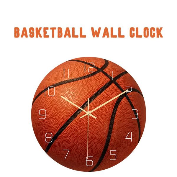 

round basketball appearance wall clock mute home decoration wall clock new creative large home bedroom decoration