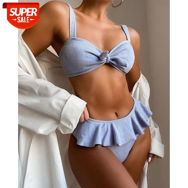 

ruffle bikini 2021 swimsuit female bathing suit women`s swimwear high waist bikini set tube beachwear maillot de bain #mc12, White;black