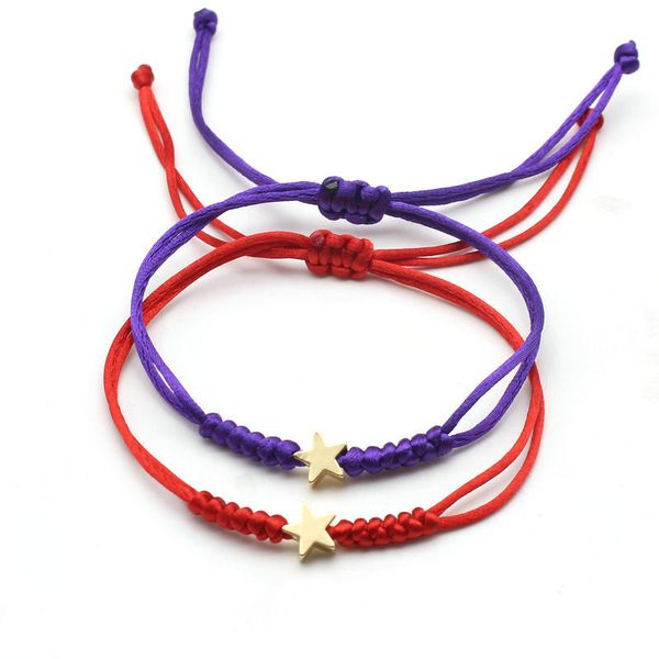 

handmade star charm bracelet women men lucky five pointed red string braided adjustable couple bracelets friendship jewelry, Golden;silver