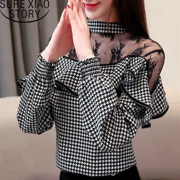 

womens and blouses blusas mujer de moda women long sleeve shirts chiffon blouse polka dot stand lady chic 2460 210527, White
