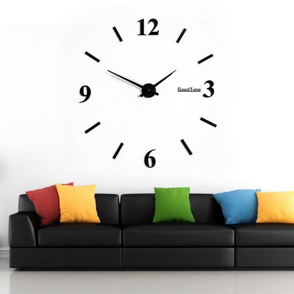 

wall clocks 47inch big size quartz clock acrylic mirror 3d diy home decoration year decor school posters watch crafts child student