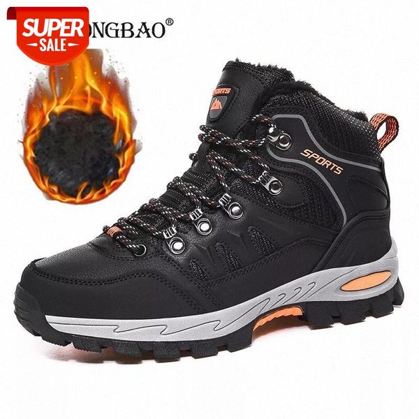 

brand winter men's boots plush warm men's snow boots waterproof ankle breathable handmade outdoor men hiking #s43j