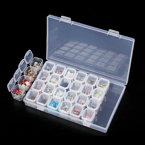 

nail art kits 28 slots/set separately opened empty box acrylic storage rhinestone glitter alloy parts jewelry