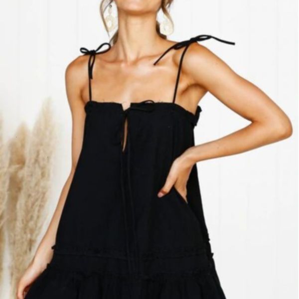 

popular women dress 2021 pleated summer for suspender solid hot, White;black