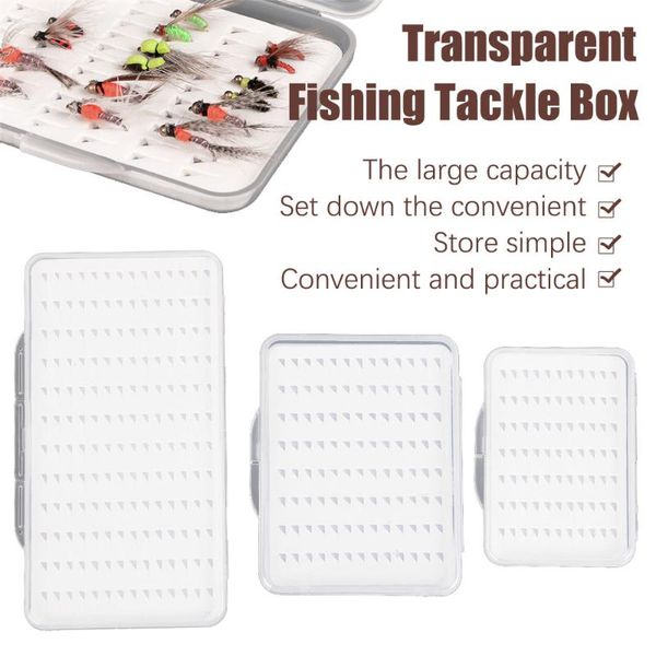 

fishing accessories tackle box hook with foam waterproof transparent x/m/l size fake bait portable storage organizer