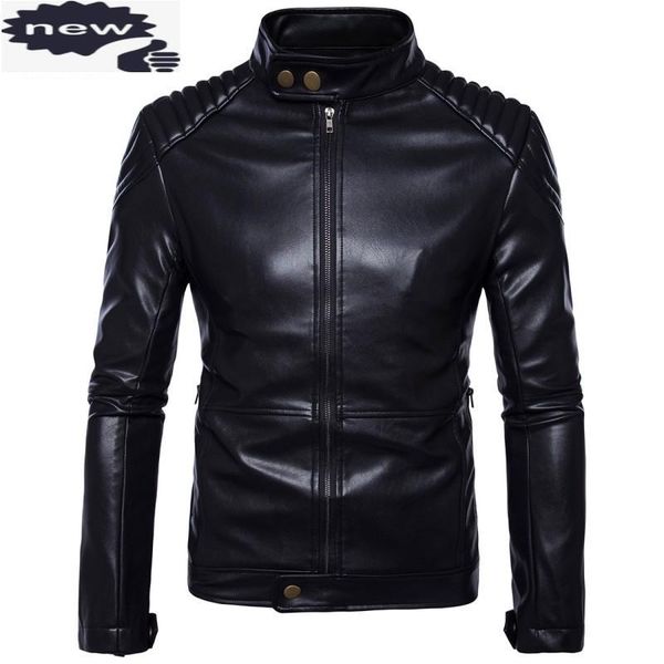

men's fur & faux large size m-5xl mens pu leather long sleeved black windbreaker coat motorcycle jacket men rock style outerwear overco