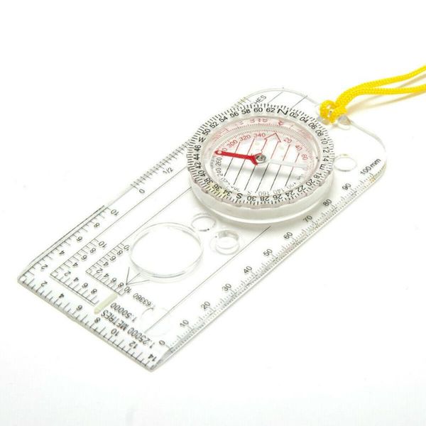 

outdoor gadgets 1pc professional mini compass map scale ruler magnifying navigation multifunctional equipment for hiking camping