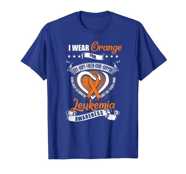 

i wear orange for leukemia awareness gift support tshirt, White;black