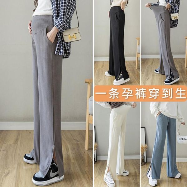 

maternity bottoms autumn pregnant women chenille corduroy wide-leg pants sweatpants slimming harem leggings, White