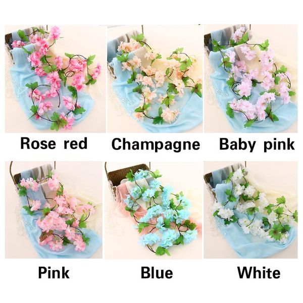 

18 heads 220m long artificial cherry blossoms flower fake string vine artificials garland flowers wedding party home de qylbrv
