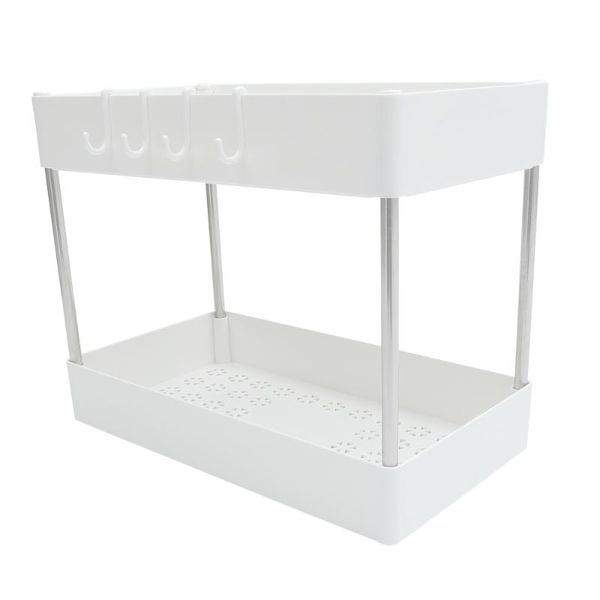 

hooks & rails 1pc kitchen rack double-layer anti-slip multifunctional shelf storage