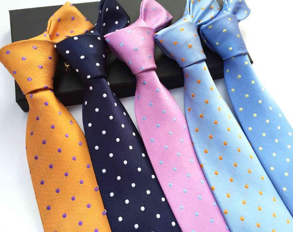 

2021 polyter yarn various colors wave round dot men's tie, Blue;purple