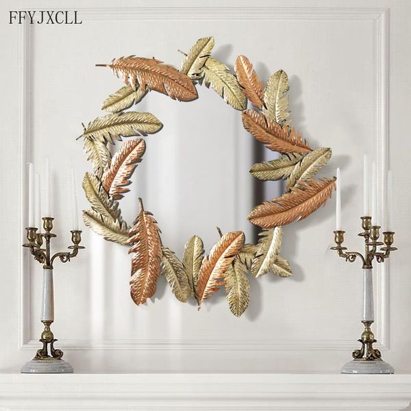 

american light luxury mirror wrought iron wall decoration living room metal 3d pendant creative restaurant home decor pendant