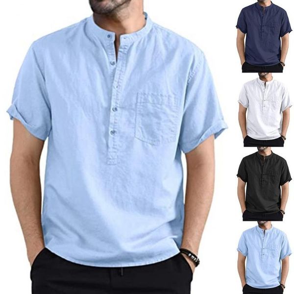 

men's casual shirts stylish summer shirt all-matched solid color cloth fashion, White;black
